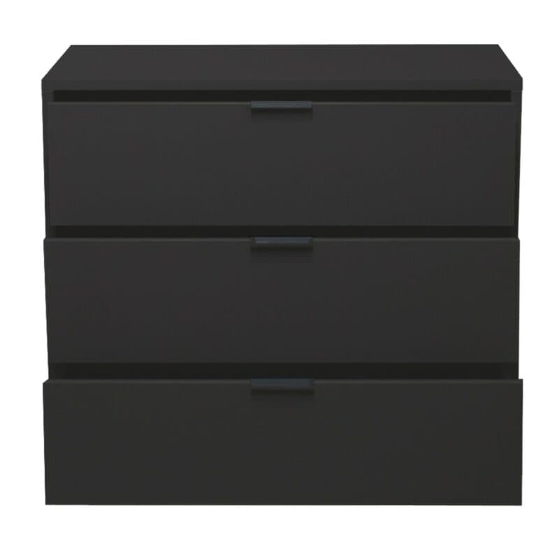 Trendstore Milana Kommode mit 3 Schubladen in Lack anthrazit matt mit einer Breite ca. 81 cm — Frontansicht Schubladen offen