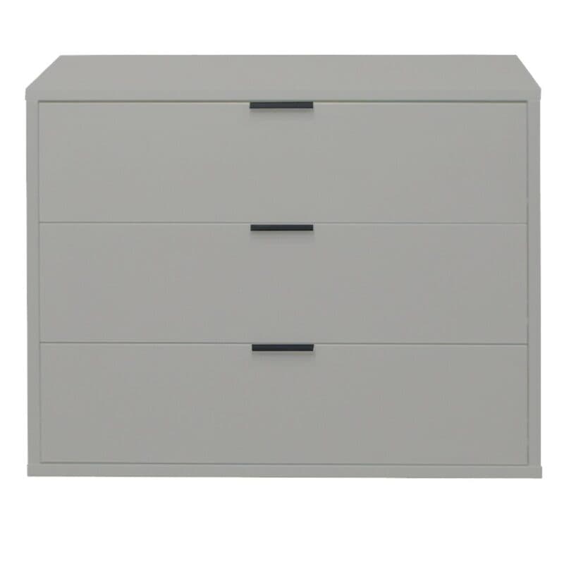 Trendstore Milana Kommode mit 3 Schubladen in Lack kreidegrau matt mit einer Breite ca. 81 cm — Frontansicht