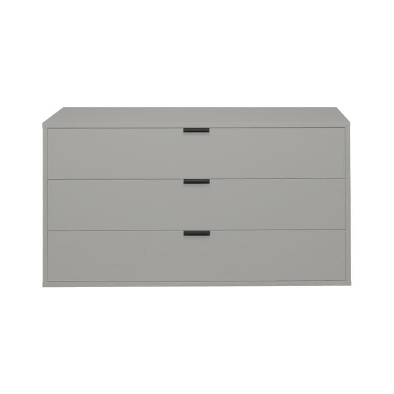 Trendstore Milana Kommode mit 3 Schubladen in Lack kreidegrau matt — Frontansicht