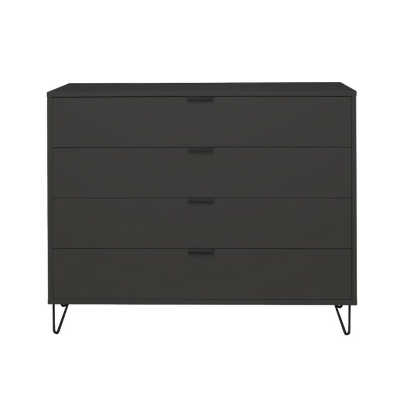 rendstore Milana Kommode mit 4 Schubladen in Lack anthrazit— Frontansicht