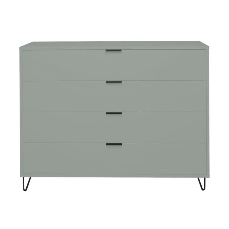 Trendstore Milana Kommode mit 4 Schubladen in Lack piniengrün — Frontansicht