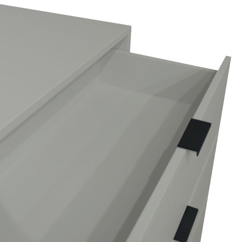 Trendstore Milana Kommode mit 4 Schubladen in Lack kreidegrau — Detailansicht Schubladen