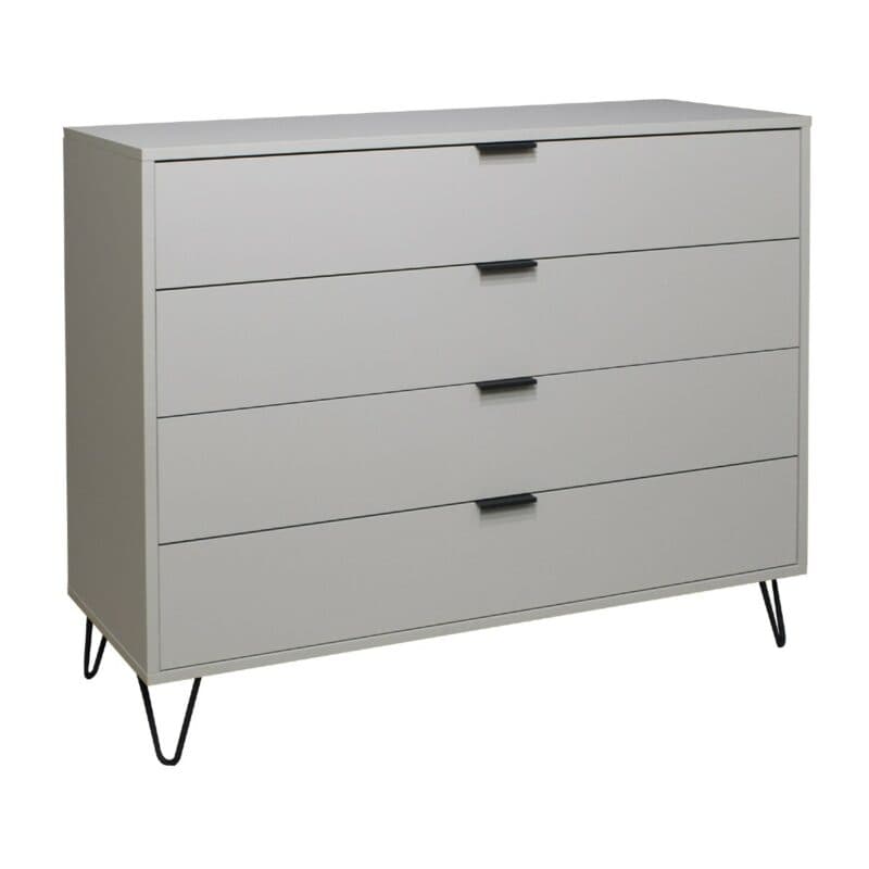 Trendstore Milana Kommode mit 4 Schubladen in Lack kreidegrau — seitlich
