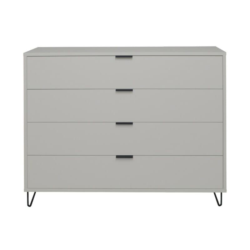 Trendstore Milana Kommode mit 4 Schubladen in Lack kreidegrau — Frontansicht