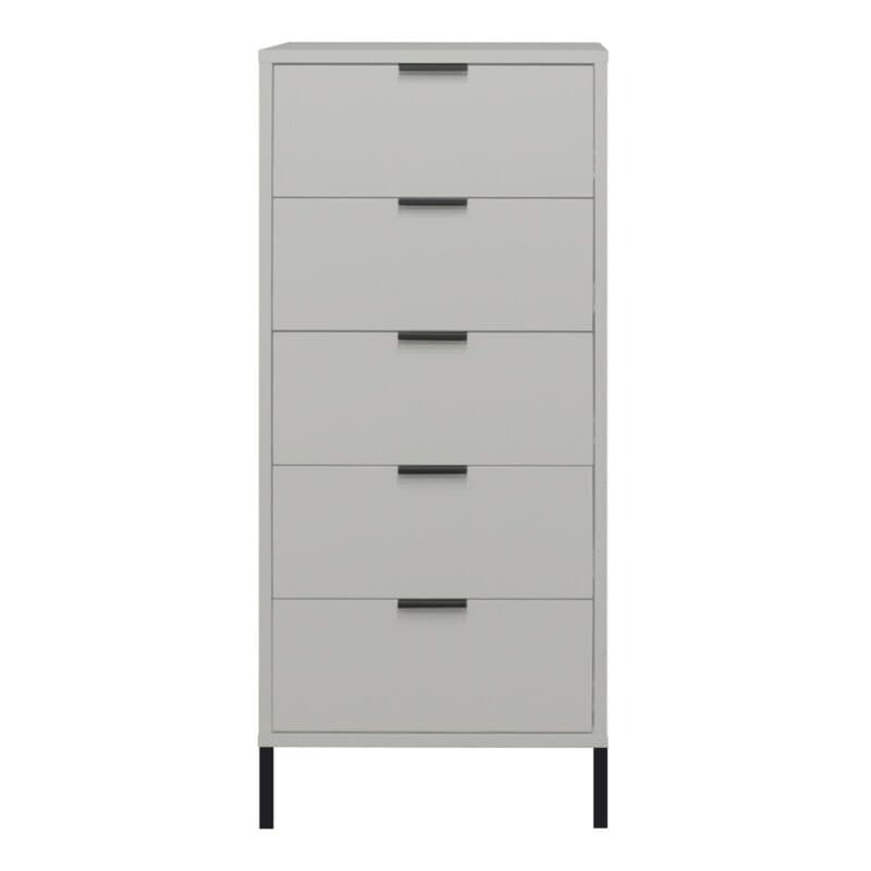 Trendstore Milana Kommode mit 5 Schubladen in Lack kreidegrau matt — Frontansicht