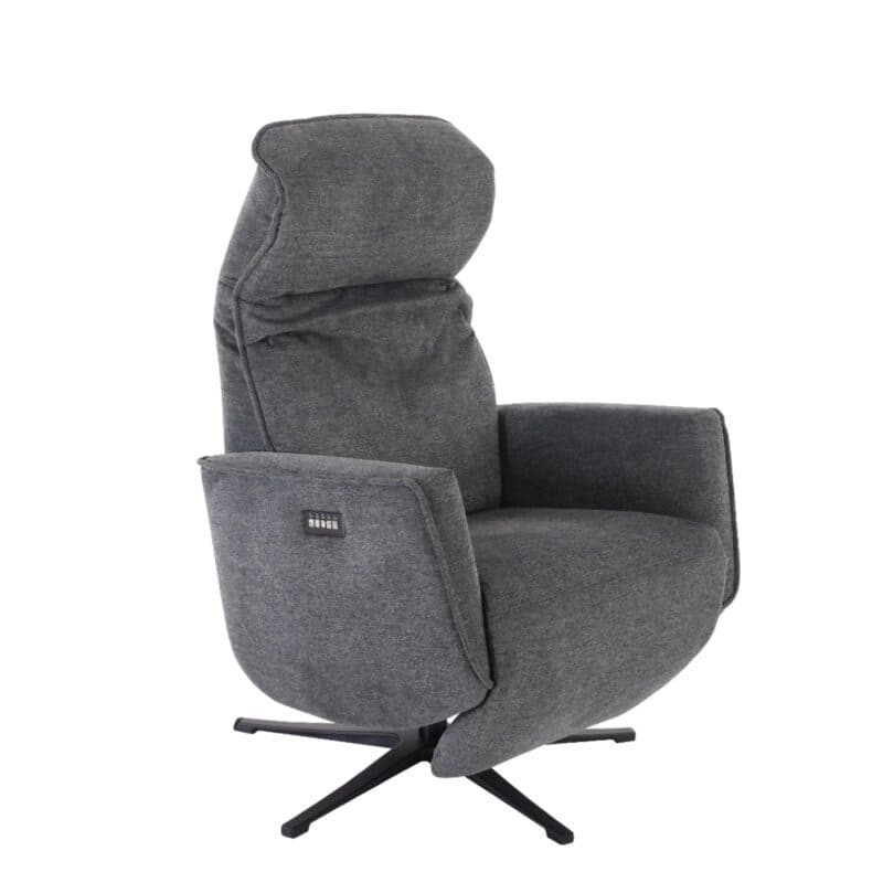 Louming Minden Fernsehsessel in Bezug Balfast 39 dunkelgrau mit 2-motorischer Relaxfunktion und Kopfteilverstellung manuell.
