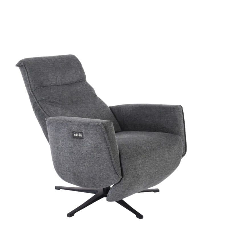 Louming Minden Fernsehsessel in Bezug Balfast 39 dunkelgrau mit 2-motorischer Relaxfunktion und Kopfteilverstellung manuell.