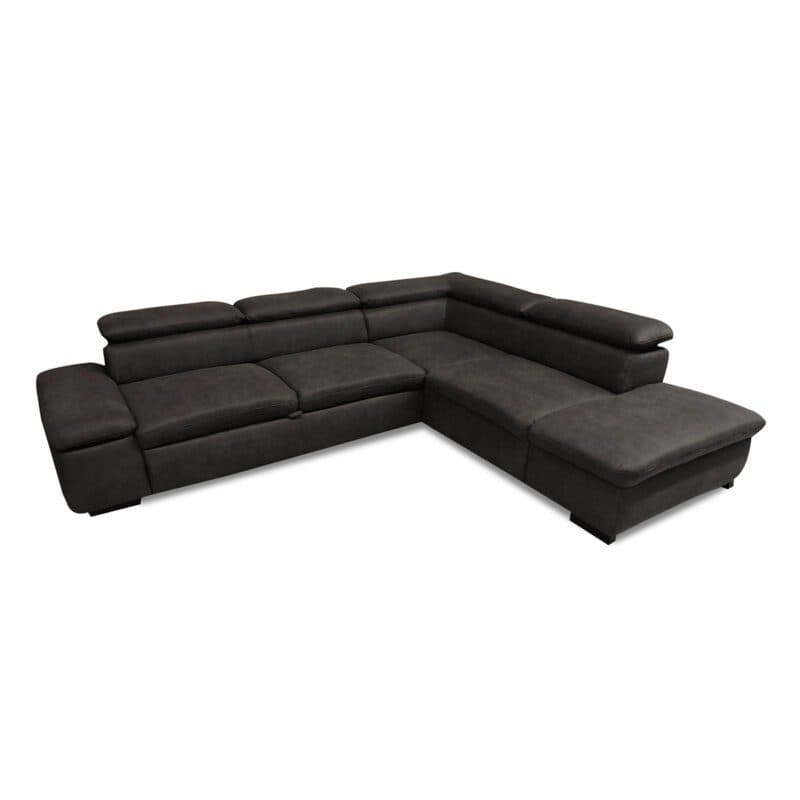 Sit&More Alberto Ecksofa 7400 inkl. Kopfteilverstellung in Bezug Euphoria Fango mit Ottomane rechts