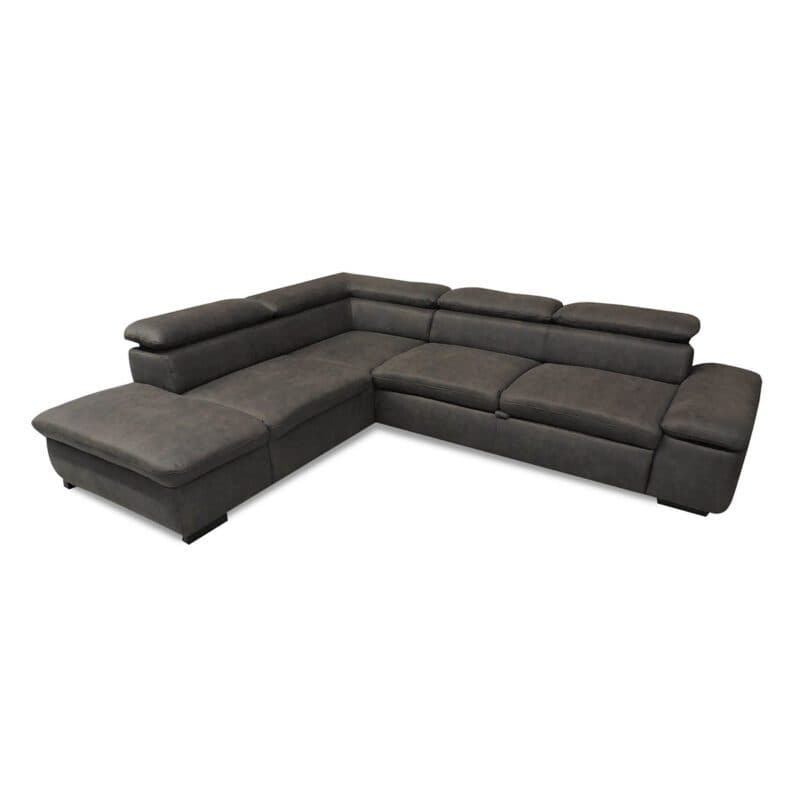 Sit&More Alberto Ecksofa 7400 inkl. Kopfteilverstellung in Bezug Euphoria Schlamm mit Ottomane links