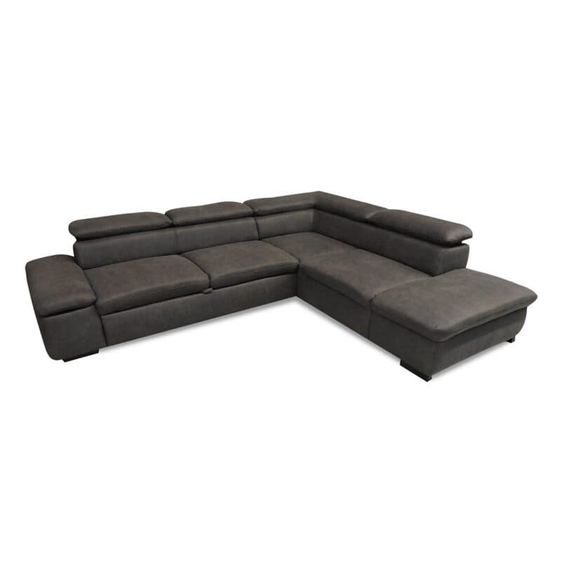 Sit&More Alberto Ecksofa 7400 inkl. Kopfteilverstellung in Bezug Euphoria Schlamm mit Ottomane rechts