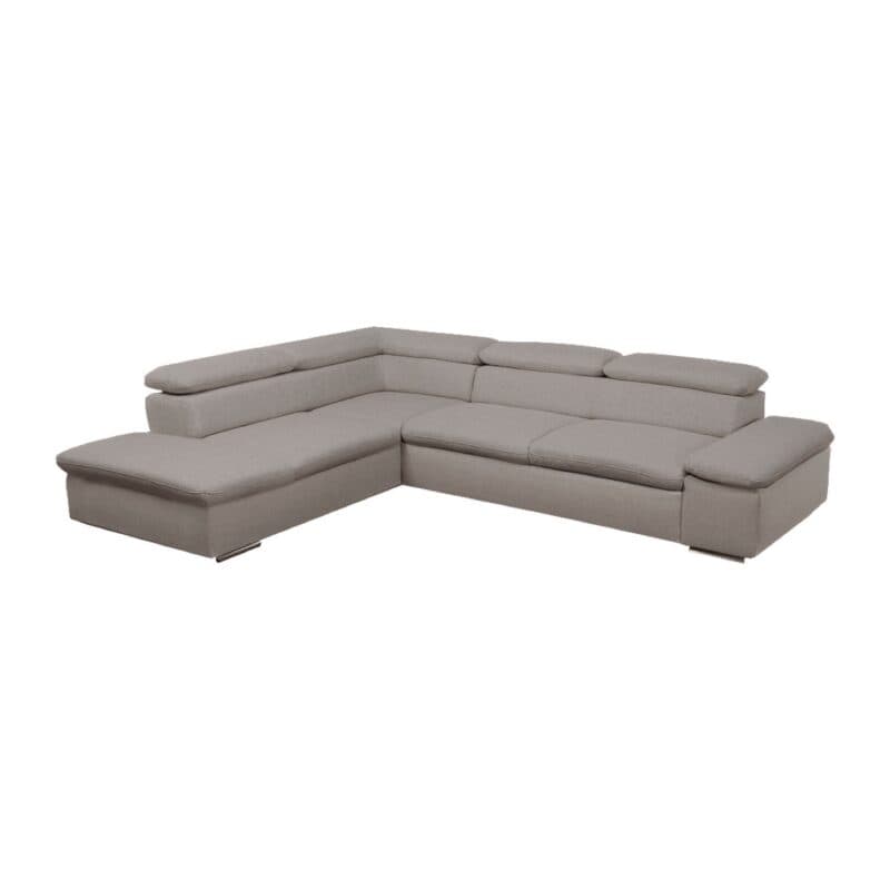 Polsteria Alcudia Ecksofa mit Bezug in Flachgewebe Euphoria 07 Elephant und Ottomane links