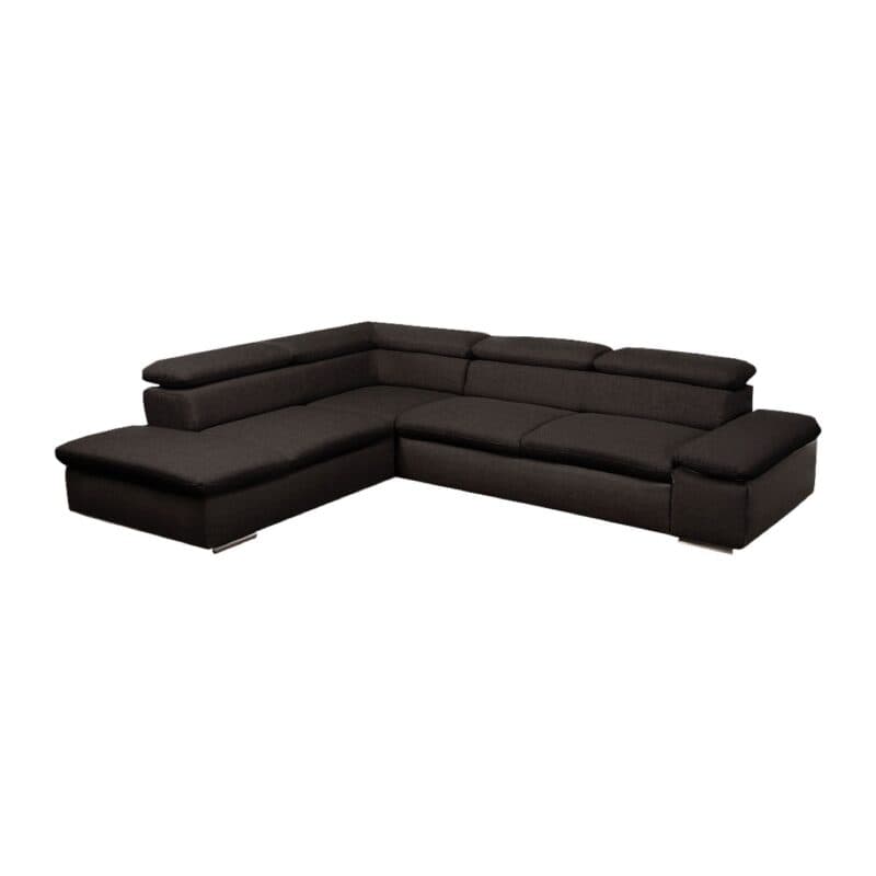 Polsteria Alcudia Ecksofa mit Bezug in Flachgewebe Euphoria 16 Fango und Ottomane links