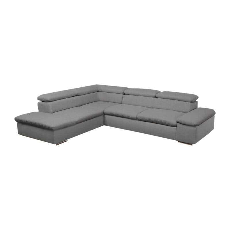 Polsteria Alcudia Ecksofa mit Bezug in Flachgewebe Euphoria 10 Grey und Ottomane links