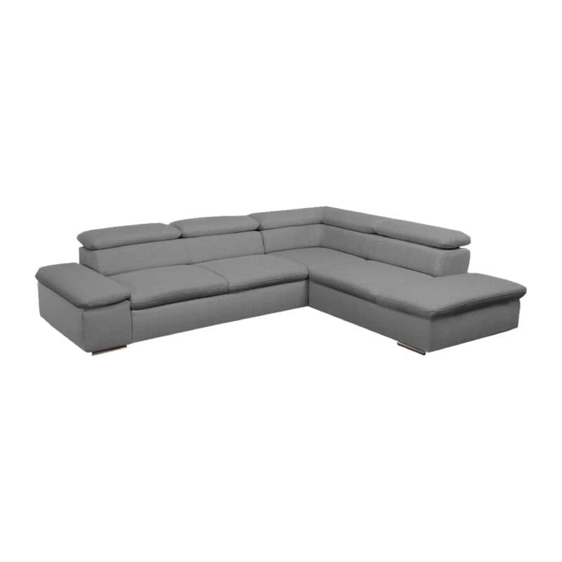 Polsteria Alcudia Ecksofa mit Bezug in Flachgewebe Euphoria 10 Grey und Ottomane rechts