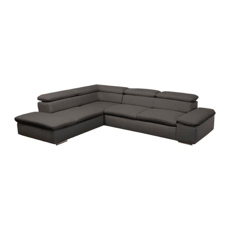 Polsteria Alcudia Ecksofa mit Bezug in Flachgewebe Euphoria 14 Schlamm und Ottomane links