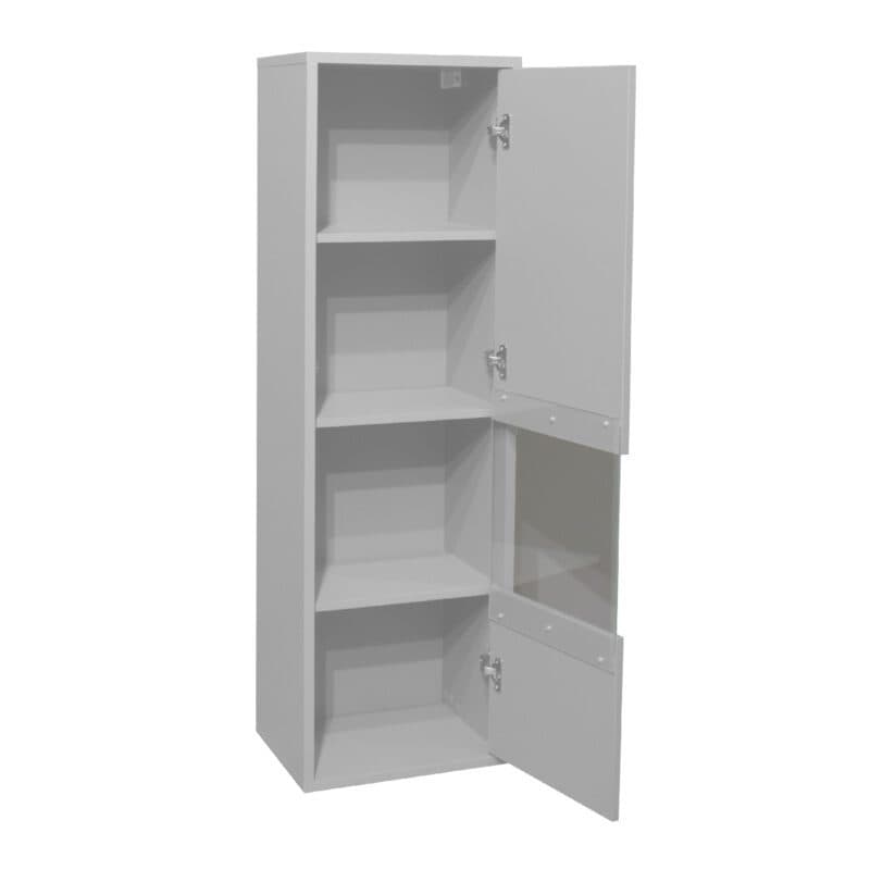 Trendstore Milana Hängevitrine in Lack kreidegrau matt – offen