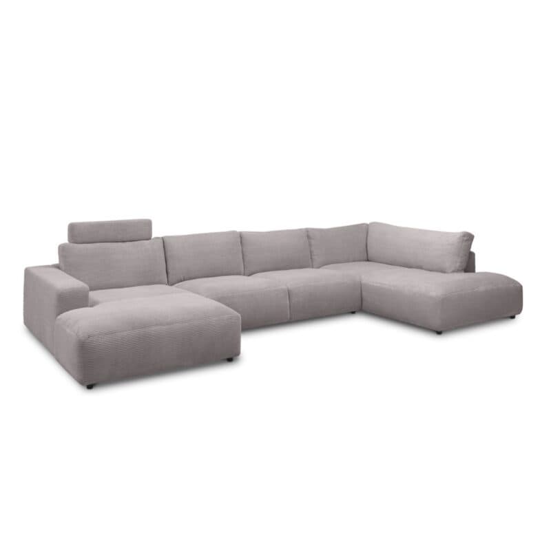 Musterring Lucia Wohnlandschaft Longchair links Bezug Cord grey schräg