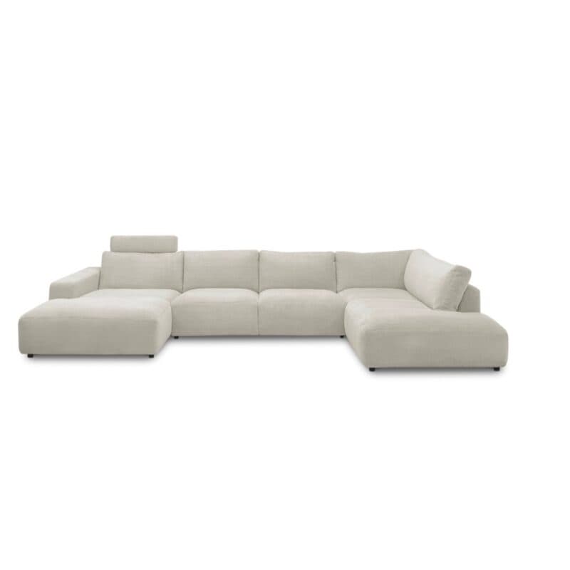 Musterring Lucia Wohnlandschaft Longchair links Bezug Cord light grey frontal