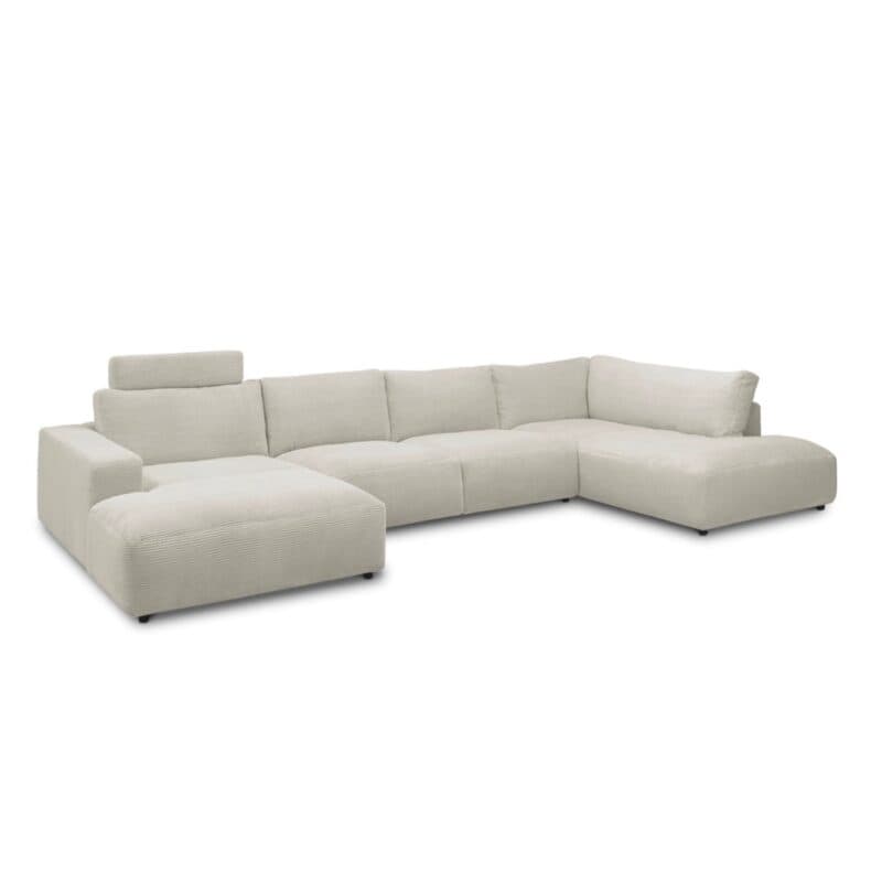 Musterring Lucia Wohnlandschaft Longchair links Bezug Cord light grey schräg