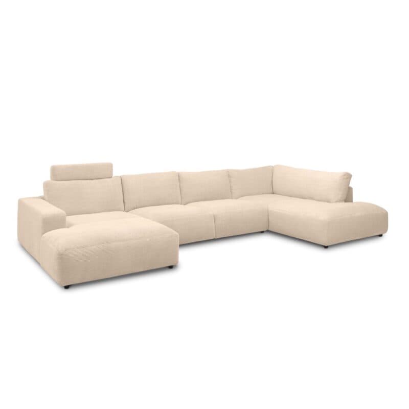 Musterring Lucia Wohnlandschaft Longchair links Bezug Cord nature schräg