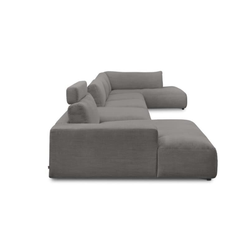 Musterring Lucia Wohnlandschaft Zwischenhocker Longchair links Bezug Cord dark grey seitlich