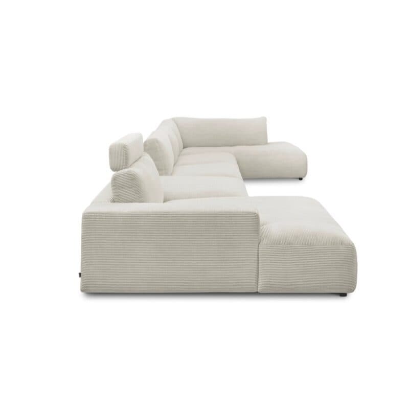 Musterring Lucia Wohnlandschaft Zwischenhocker Longchair links Bezug Cord light grey seitlich