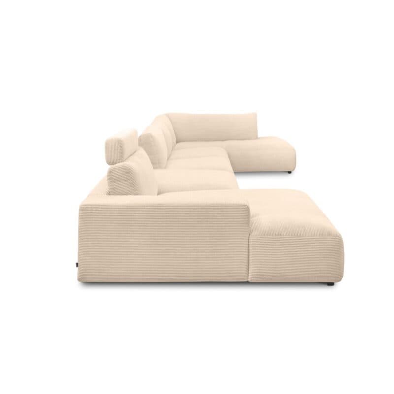 Musterring Lucia Wohnlandschaft Zwischenhocker Longchair links Bezug Cord nature seitlich