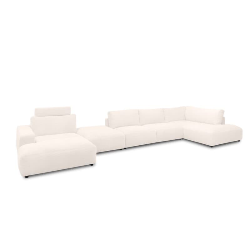 Musterring Lucia Wohnlandschaft Zwischenhocker Longchair links Bezug Cord snow schräg