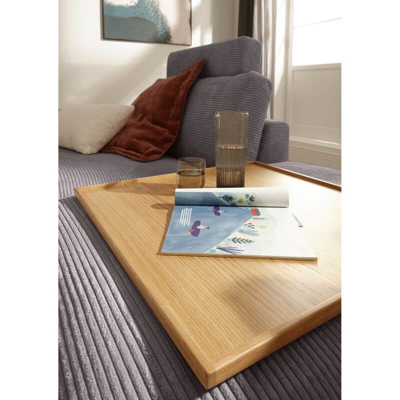 Holztablett Getränk Zeitschrift Hocker Musterring Lucia Bezug Cord grey