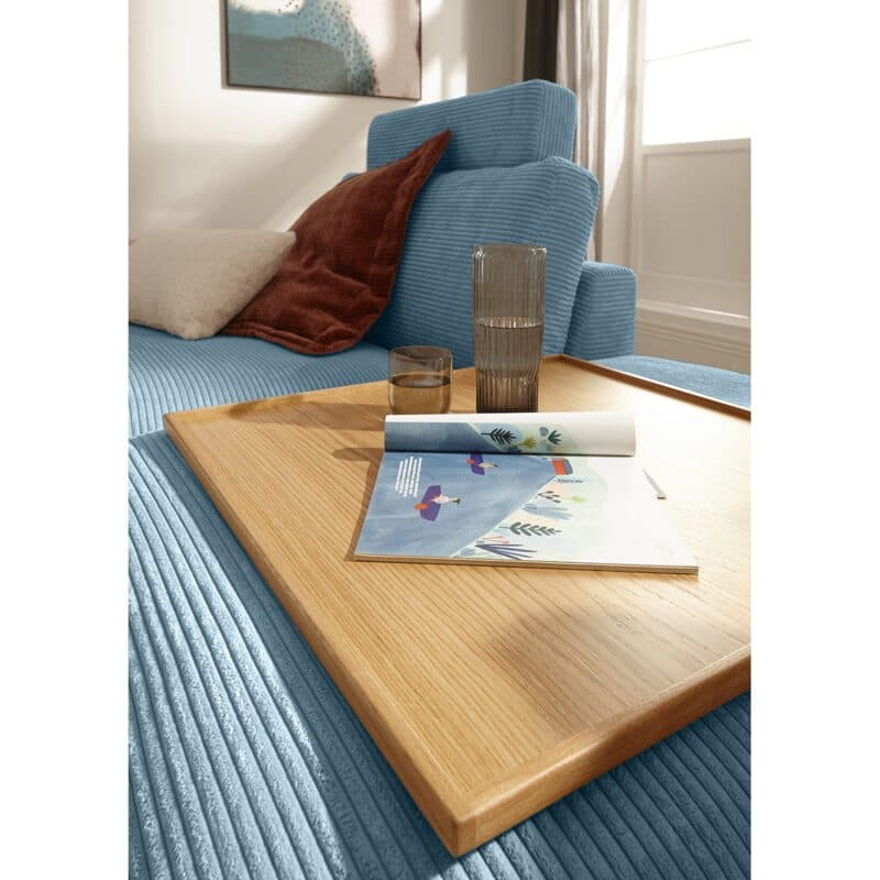 Holztablett Getränk Zeitschrift Hocker Musterring Lucia Bezug Cord light blue