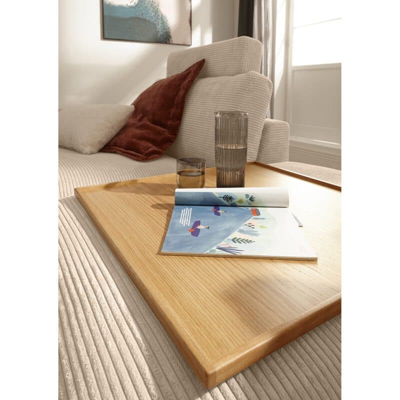 Holztablett Getränk Zeitschrift Hocker Musterring Lucia Bezug Cord nature