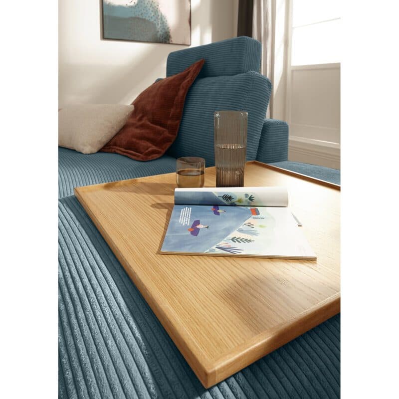 Holztablett Getränk Zeitschrift Hocker Musterring Lucia Bezug Cord petrol