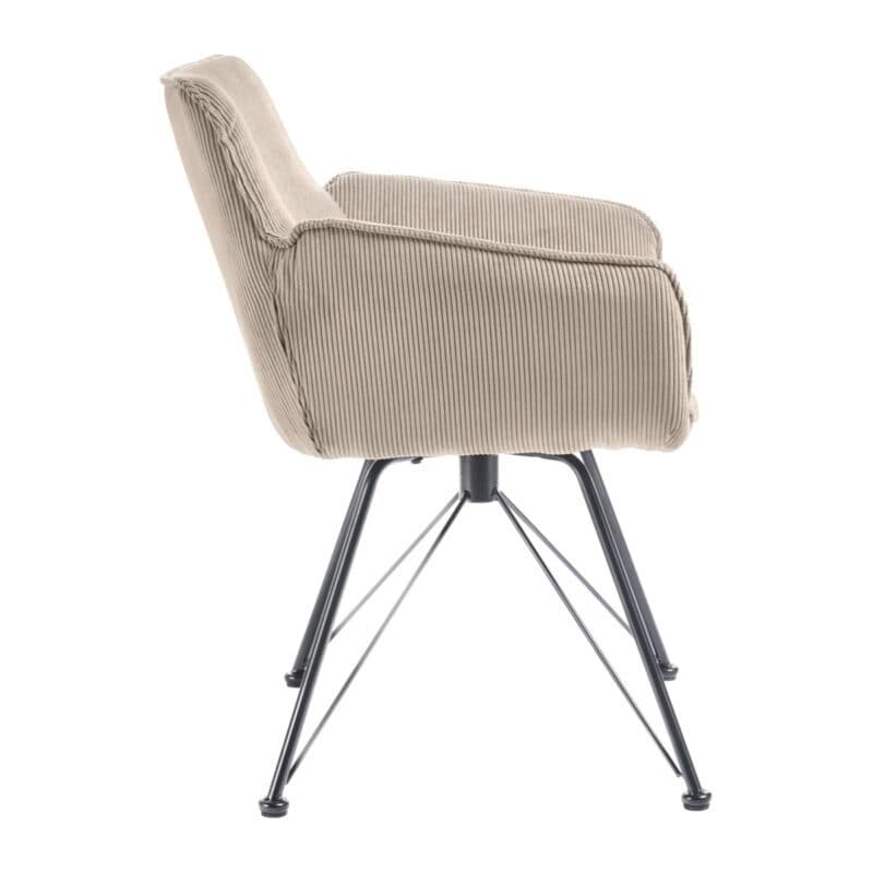 set one by Musterring Frisco Schalenstuhl in Bezug Cord Rebel ecru mit Design-Gestell in Eisen schwarz.