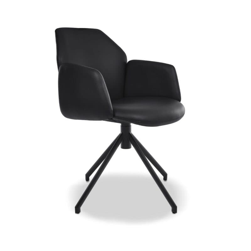 Ronald Schmitt Drehstuhl mit Lederbezug in Toledo Schwarz - Freisteller