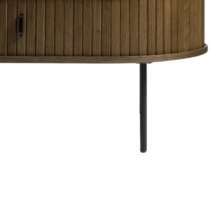 Trendstore Uriel Couchtisch in Eiche Furnier Smoked mit Füßen und Griffen aus Metall - Detailansicht Fuß