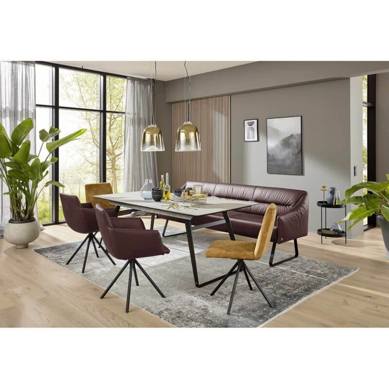 Musterring JustB SP500 Sitzbank gepolstert im Bezug Leder Z6913 burgundy Wohnbeispiel