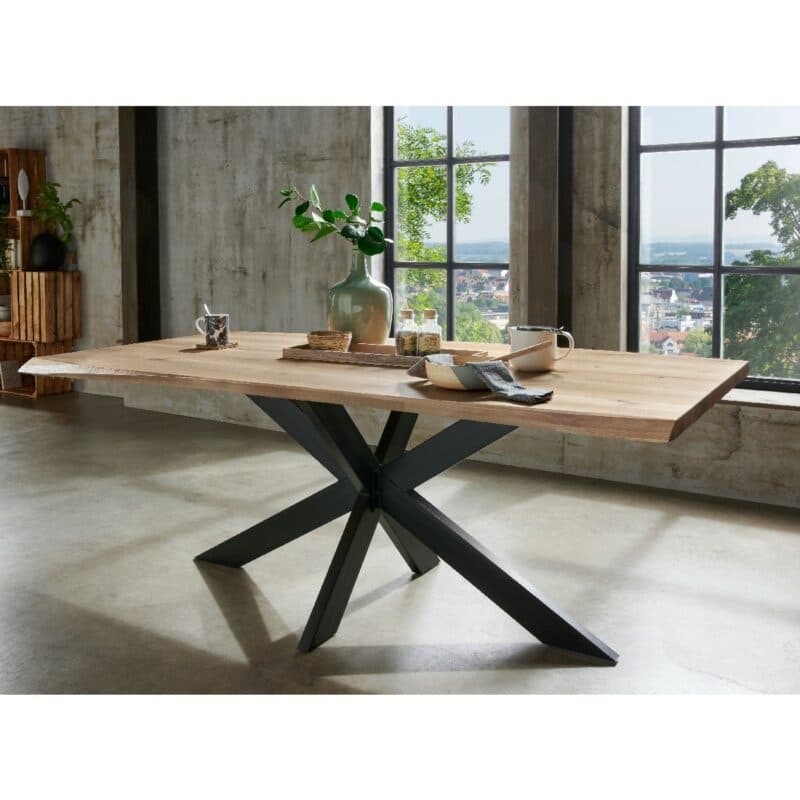 Trendstore Garry Esstisch mit Doppel-X-Gestell und Platte mit gedrehter Kante – Wohnbeispiel