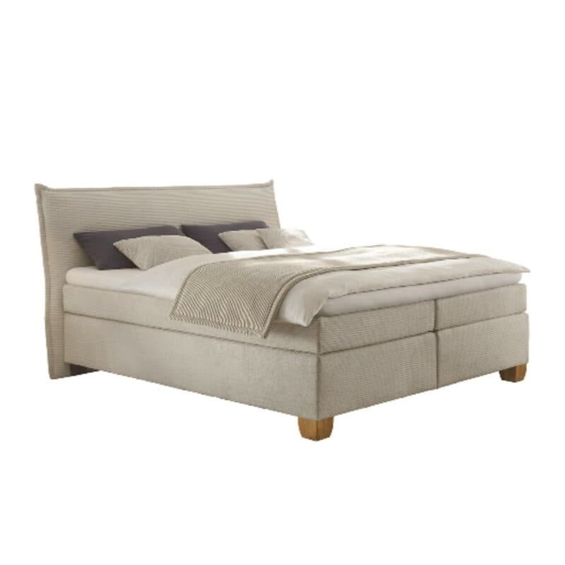 Trendstore Hadai Boxspringbett Cord hellgrau Freisteller