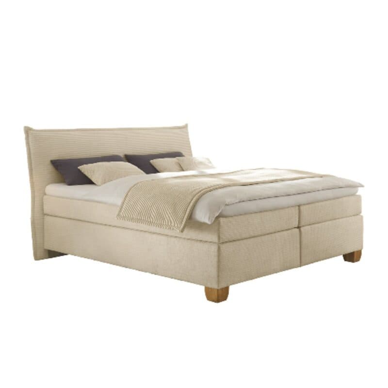 Trendstore Hadai Boxspringbett Cord vanille Freisteller