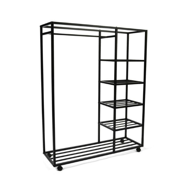 M2 Kollektion Andorra Kleiderständer aus schwarzem Metall auf Rollen