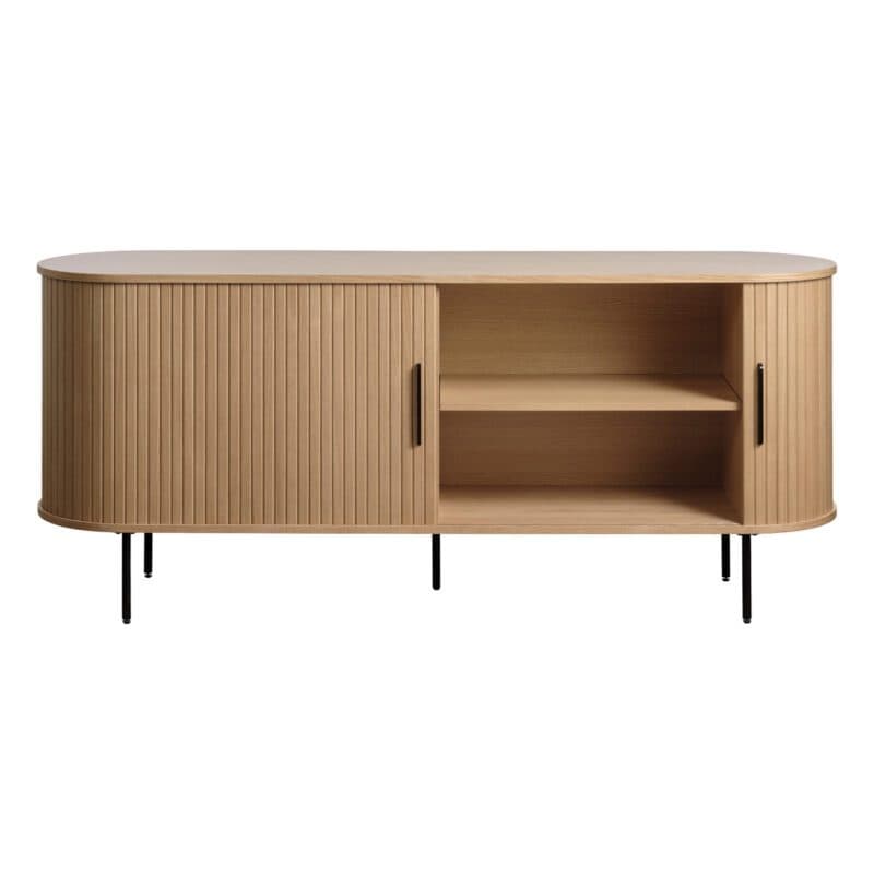 Trendstore Uriel Sideboard 180 cm mit Holzlamellen in Eiche natur - rechts offen