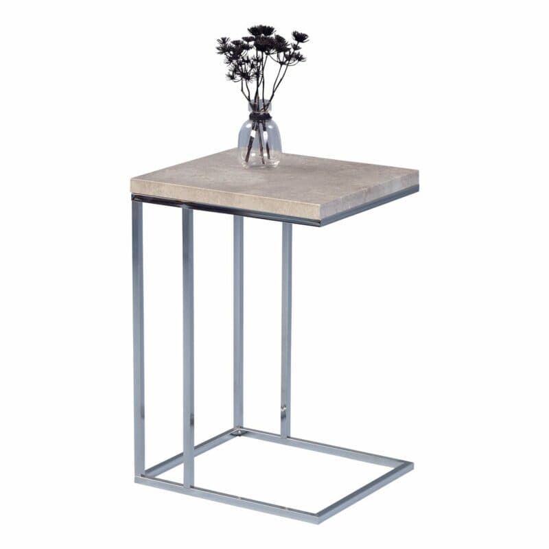 M2 Kollektion Guido Beistelltisch Gestell Metall verchromt Wohnbeispiel schraeg