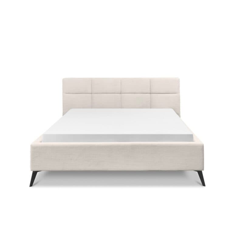 Set One Cary Polsterbett Bezug Cord Poso 100 beige und Metallfüße schwarz Freisteller frontal