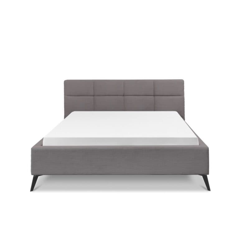 Set One Cary Polsterbett Bezug Cord Poso 22 grau und Metallfüße schwarz Freisteller frontal
