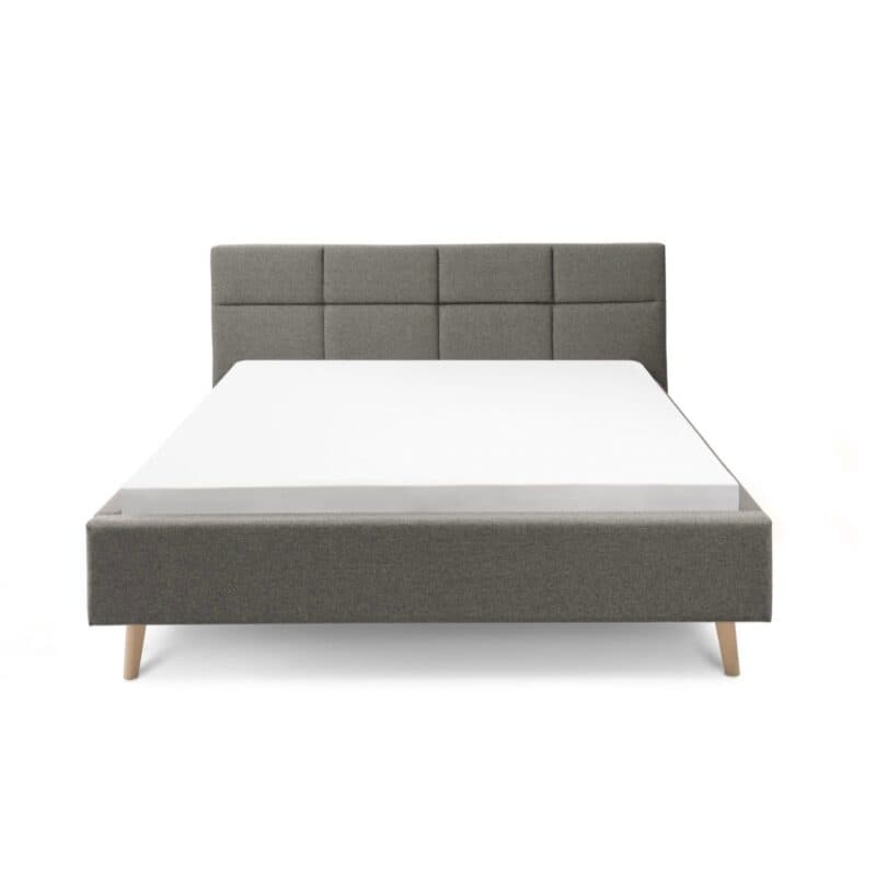 Set One Cary Polsterbett Bezug Textilgewebe Faro 24 anthrazit und Holz eichefarbig Freisteller frontal