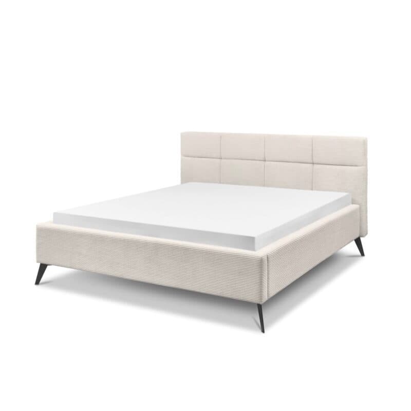 Set One Cary Polsterbett in Cord Poso 100 beige und Metallfüße schwarz Freisteller schräg