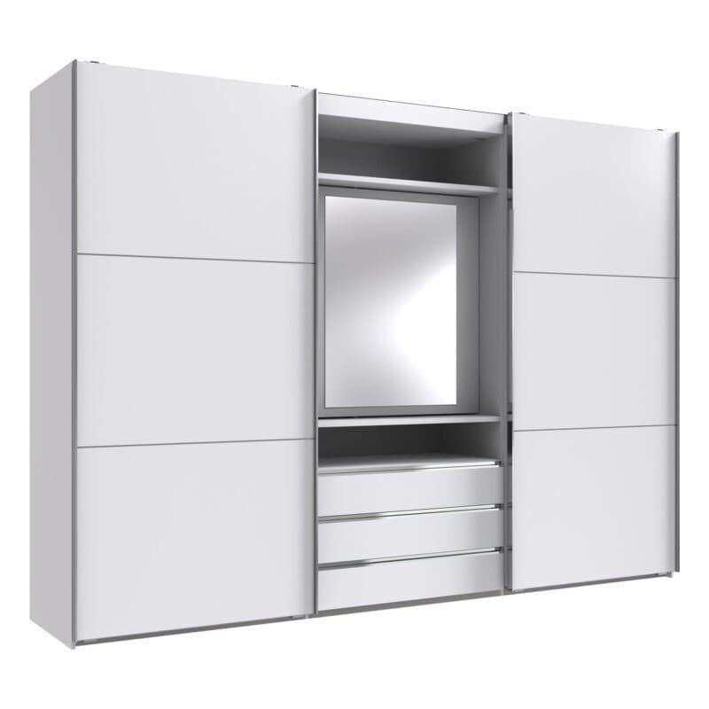 Wimex Magic Schwebetürenschrank mit drehbarem Spiegel-Element Dekor weiß mit Spiegel 216 cm hoch Freisteller