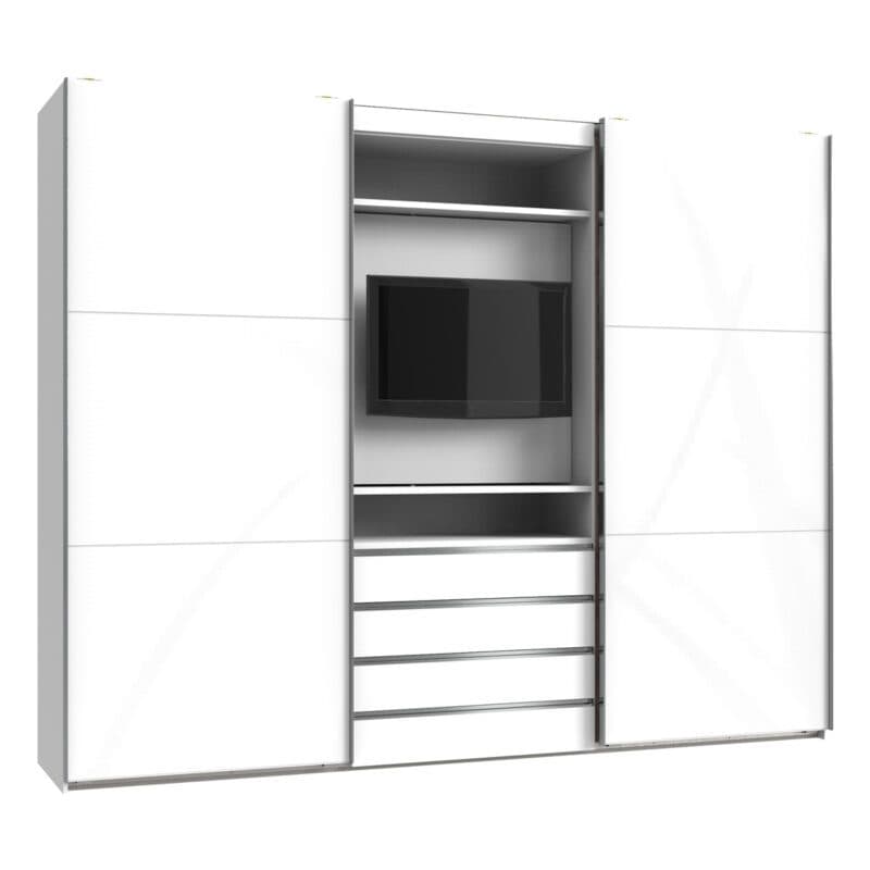 Wimex MagicGlas TV-Schwebetürenschrank Glas weiß Dekor weiß 236 cm hoch Freisteller