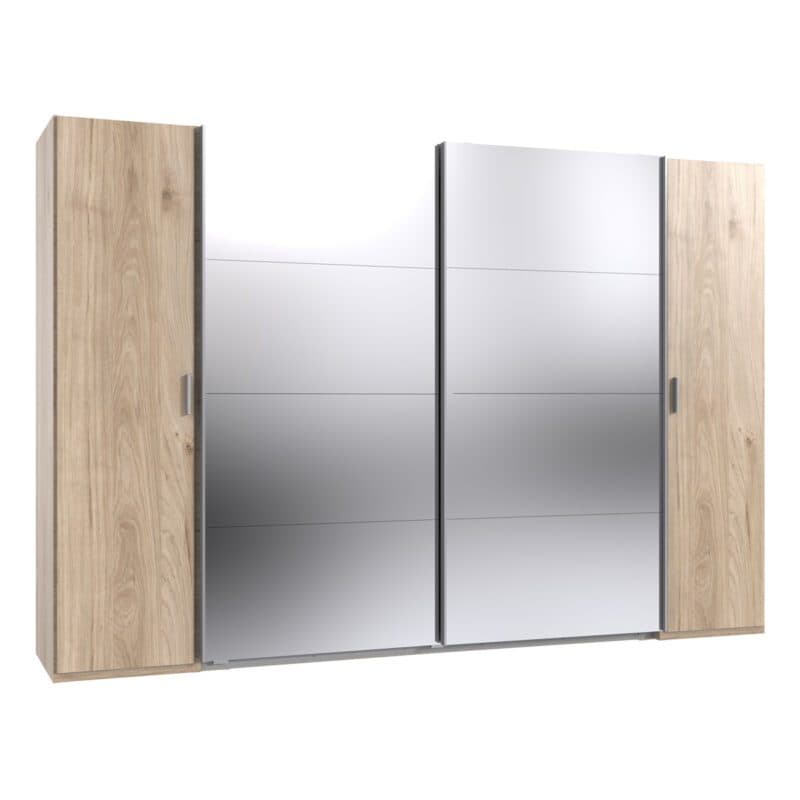 Wimex Lotto 423785 Dreh- Schwebetürenschrank Hickory Oak Nachbildung mit Spiegel Freisteller