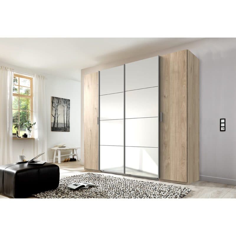 Wimex Lotto 423799 Dreh- Schwebetürenschrank Hickory Oak Nachbildung mit Spiegel Milieubild